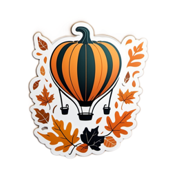 hotairballoon leaves SVG PNG design with black and orange floral elements