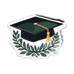 graduation hat wreath SVG PNG design with clean design elements