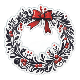 christmas wreath red SVG PNG design with black and red floral elements