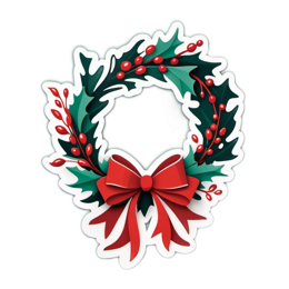 christmas wreath bow SVG PNG design with red and green floral elements