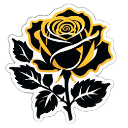 black yellow rose floral SVG PNG design with clean design elements, black and yellow floral elements
