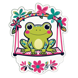 frog stickers SVG PNG design with clean design elements, pink and green floral elements