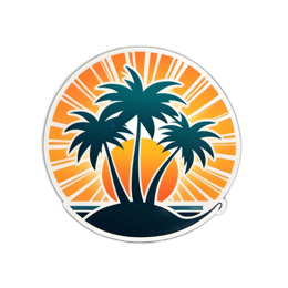 tropical sunset palms SVG PNG design