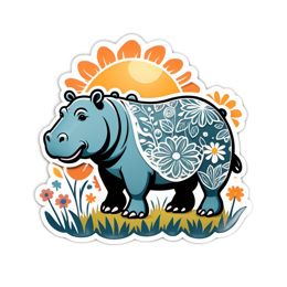 flowerhippo sunny floral SVG PNG design with orange and green floral elements