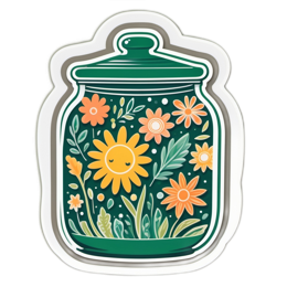 flower jar SVG PNG design with orange and green floral elements