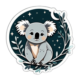 koala nature stars SVG PNG design with clean design elements