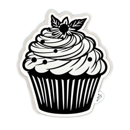 cupcake blackwhite decoration SVG PNG design with clean design elements