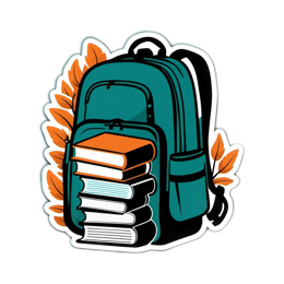 backpack books SVG PNG design with orange floral elements
