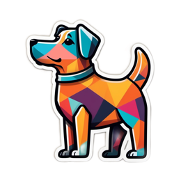sticker colorful dog SVG PNG design with clean design elements