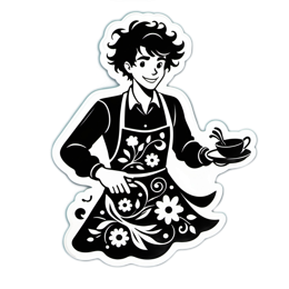 cooking silhouette floral SVG PNG design with clean design elements, black and white floral elements