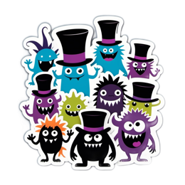 monsters stickers SVG PNG design with clean design elements