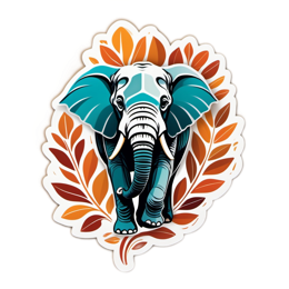 artistic elephant leaves SVG PNG design with clean design elements, orange floral elements