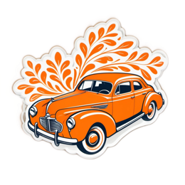 car sticker floral SVG PNG design with clean design elements, white and orange floral elements