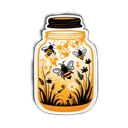 bees honey jar floral SVG PNG design with black and orange floral elements