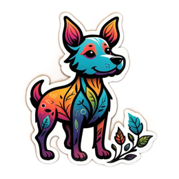 artistic colorful dog SVG PNG design with floral elements