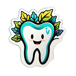 dental leafy sticker SVG PNG design with green and blue floral elements