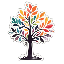 tree colorful leaves SVG PNG design with clean design elements, orange and red floral elements