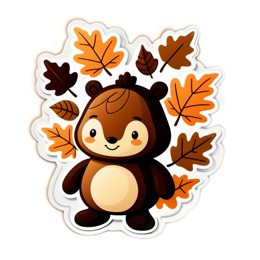 fantasy autumn bear SVG PNG design with orange floral elements