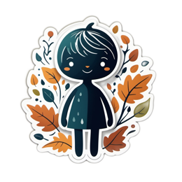 autumn character SVG PNG design with orange and green floral elements
