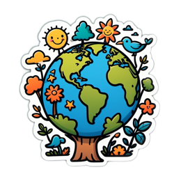 earth flora SVG PNG design with orange and green floral elements