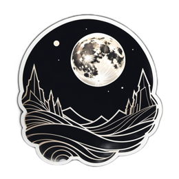 moonlit landscape SVG PNG design with clean design elements