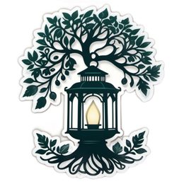 tree lantern leaves SVG PNG design with clean design elements