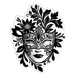 mask flower SVG PNG design with black and white floral elements