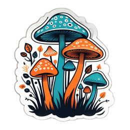 mushrooms colorful sticker SVG PNG design with clean design elements