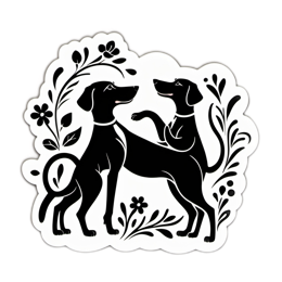 dogs floral SVG PNG design with clean design elements, black and white floral elements
