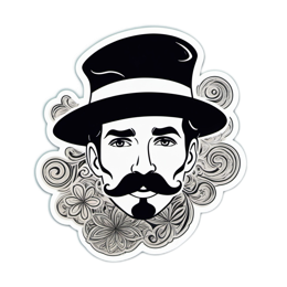 vintage portrait floral SVG PNG design with black and white floral elements