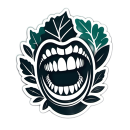 sticker jovial SVG PNG design with clean design elements, black and green floral elements