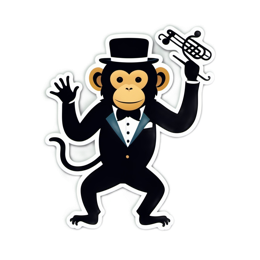monkey tuxedo music SVG PNG design with clean design elements