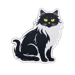 black white cat SVG PNG design with clean design elements