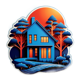 house trees sunset SVG PNG design