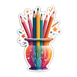 colorful pencil vase SVG PNG design
