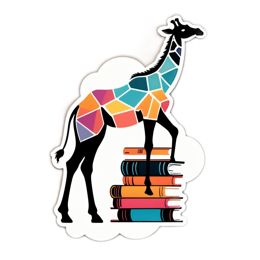 artistic giraffe books SVG PNG design with clean design elements