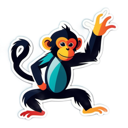 monkey animation character SVG PNG design with clean design elements