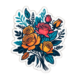 flowers bouquet SVG PNG design with orange and pink floral elements