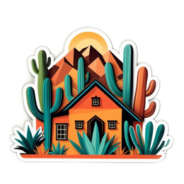 desert house cacti SVG PNG design with clean design elements