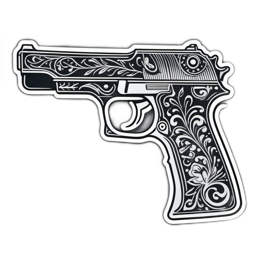 sticker weapon floral SVG PNG design with clean design elements, black and white floral elements