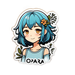 sticker character floral flower SVG PNG design with green and blue floral elements