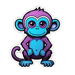 sticker cartoon monkey SVG PNG design with clean design elements