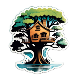 treehouse scene SVG PNG design with clean design elements