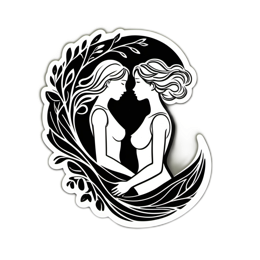 women SVG PNG design with black and white floral elements