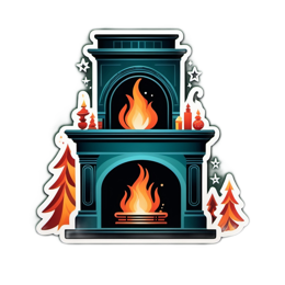 fireplace christmas trees SVG PNG design with clean design elements