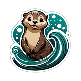 otter wave sticker SVG PNG design with clean design elements