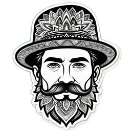 mandala beard floral SVG PNG design with black and white floral elements