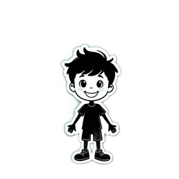 cartoon character black white SVG PNG design with clean design elements