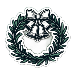 christmas bells wreath SVG PNG design with clean design elements, white and green floral elements