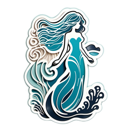 mermaid water wave SVG PNG design with clean design elements